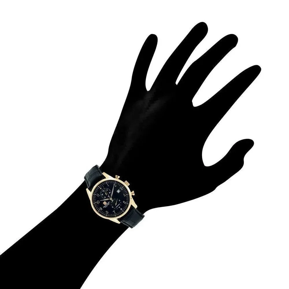 Steinhausen Lugano Rose IP-plated Black Dial Chronograph Watch